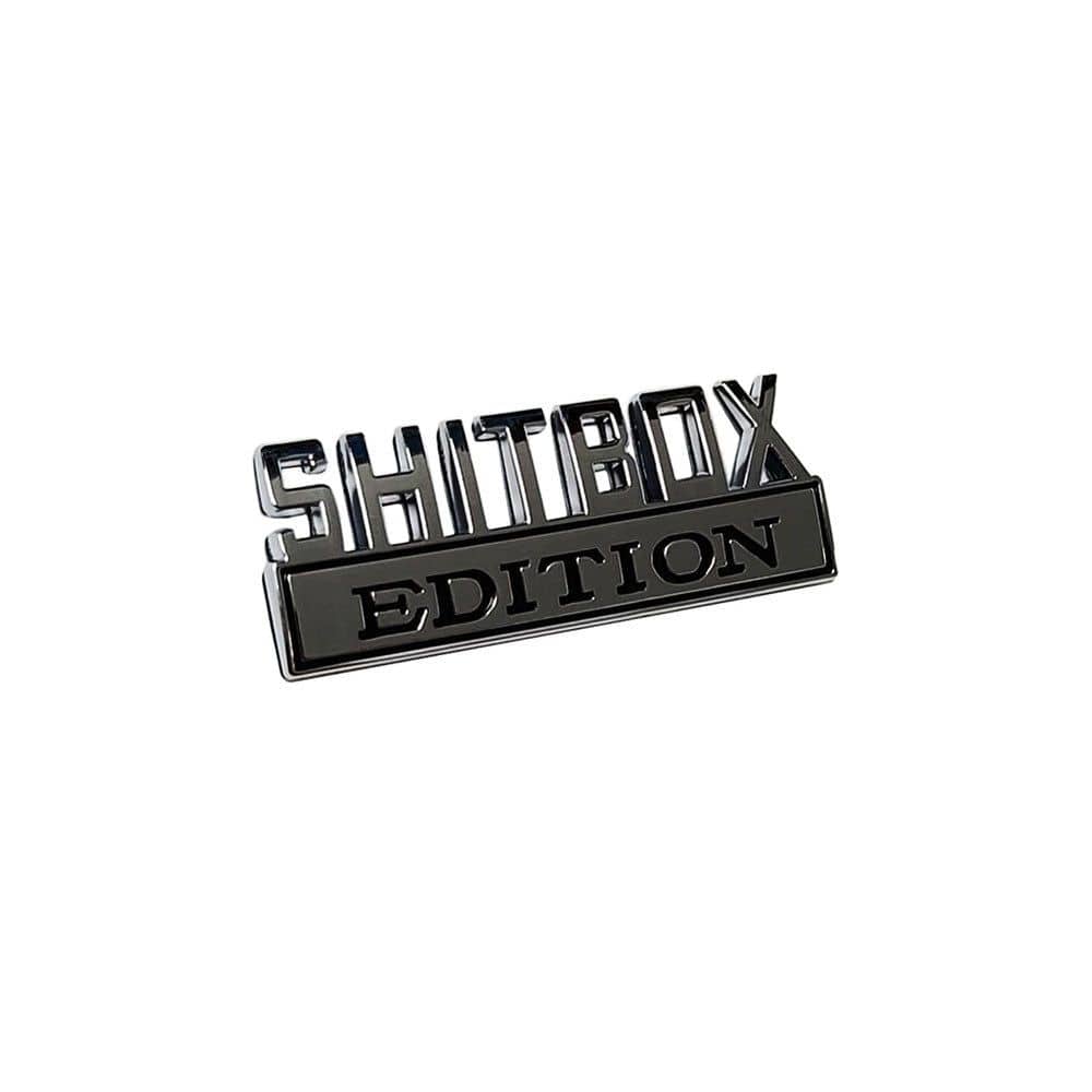 Shitbox Edition Emblem Black Chrome with Black Text