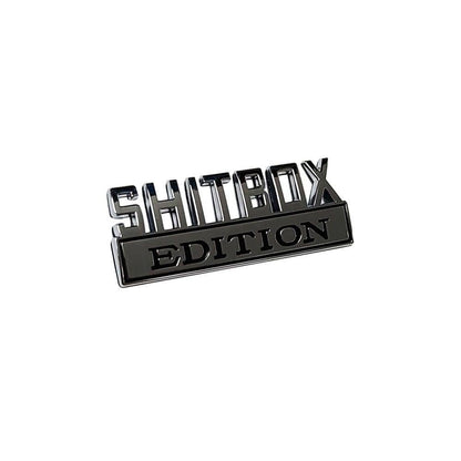 Shitbox Edition Emblem Black Chrome with Black Text