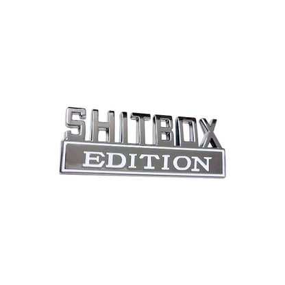 Shitbox Edition Emblem Chrome with White Text