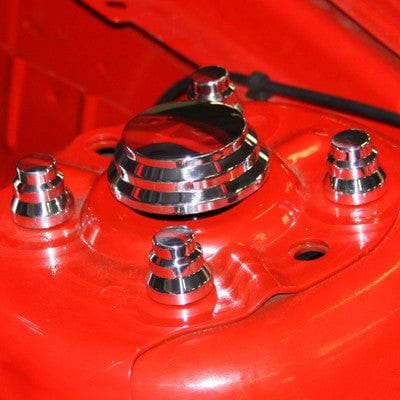 Billet Devo Strut Tower Cap Covers (fits 11-14 Mustang) UPR